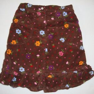 Hanna Andersson Brown Floral Velour Skirt 140